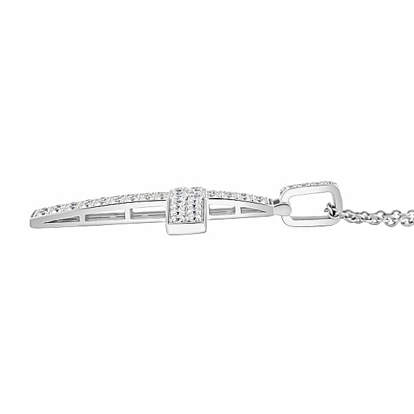 Luxuriant Lab Grown Diamond G SI 1.65 Ctw Cross Pendant Necklace In Sterling Silver 16-18 Inches