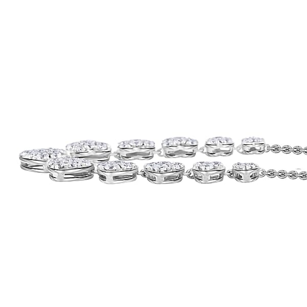 Luxuriant Lab Grown Diamond G SI 1.75 Ctw Enchanted Hearts Necklace In Sterling Silver 16-18 Inches