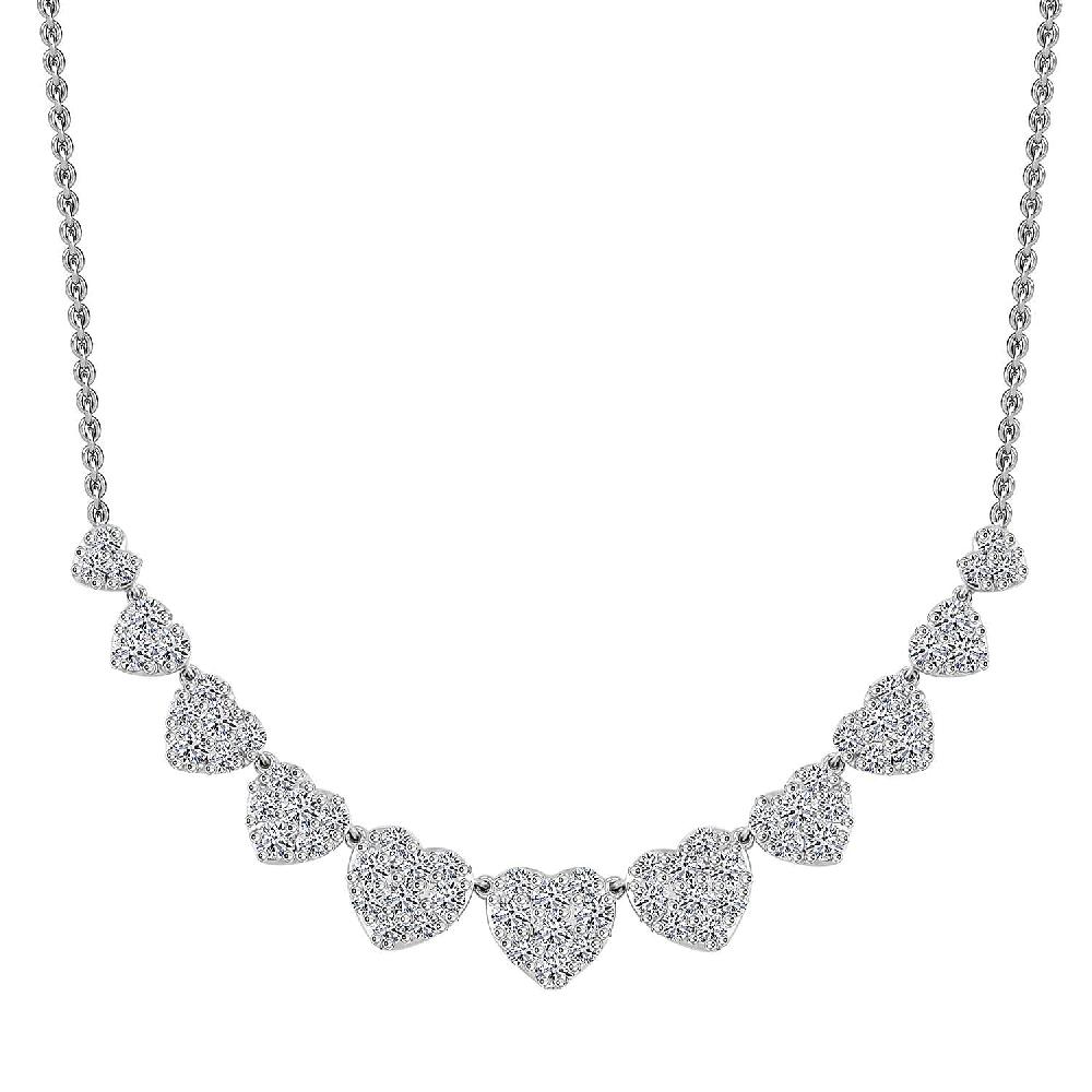 Luxuriant Lab Grown Diamond G SI 1.75 ctw Enchanted Hearts Necklace in Sterling Silver 16-18 Inches