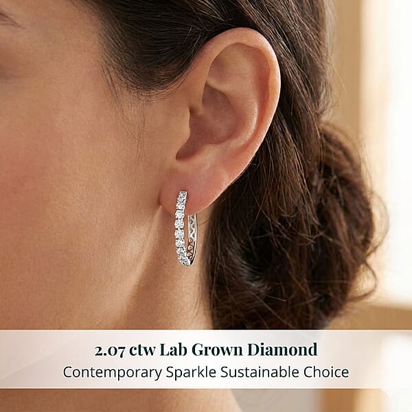 Luxuriant Lab Grown Diamond G SI 2.07 Ctw Stars Arc Hoop Earrings In Sterling Silver