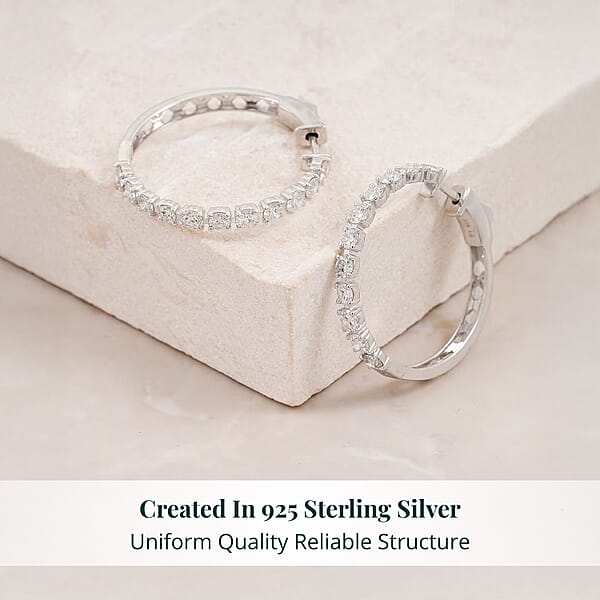 Luxuriant Lab Grown Diamond G SI 2.07 Ctw Stars Arc Hoop Earrings In Sterling Silver