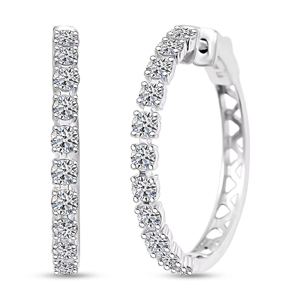 Luxuriant Lab Grown Diamond G SI 2.07 ctw Stars Arc Hoop Earrings in Sterling Silver