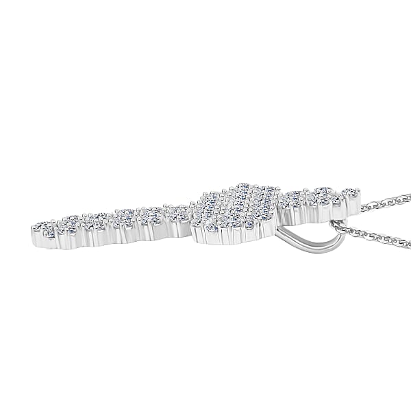 Luxuriant Lab Grown Diamond G SI 4.36 Ctw Cross Pendant Necklace In Sterling Silver 16-18 Inches