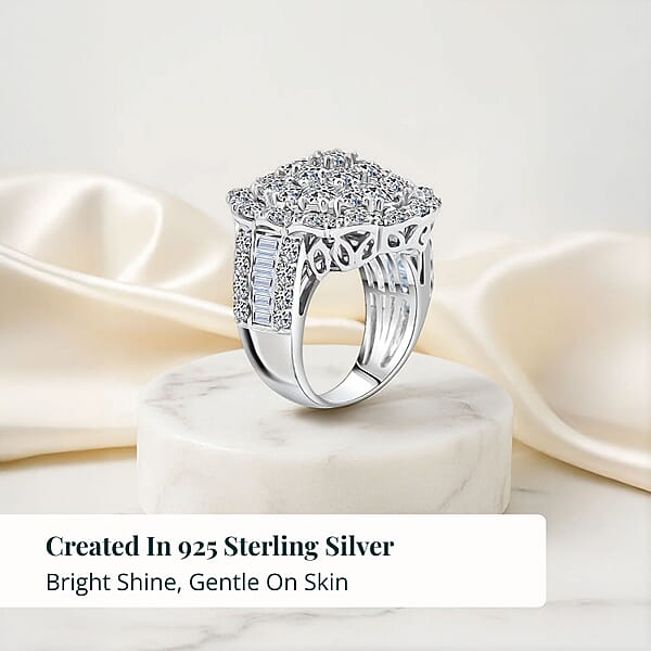 Luxuriant Lab Grown Diamond G SI 6.10 Ctw Celestial Star Ring Sterling Silver