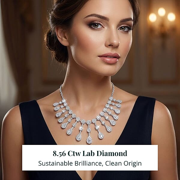 Luxuriant Lab Grown Diamond G SI Drizzle Necklace In Sterling Silver 8.56 Ctw (18 Inches)
