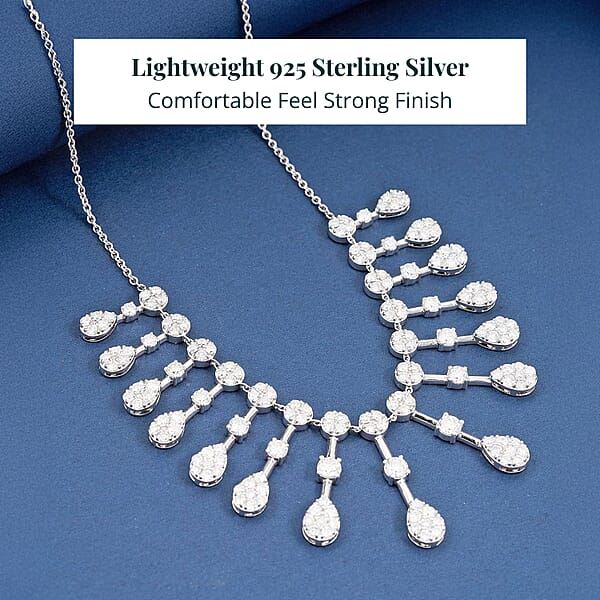 Luxuriant Lab Grown Diamond G SI Drizzle Necklace In Sterling Silver 8.56 Ctw (18 Inches)