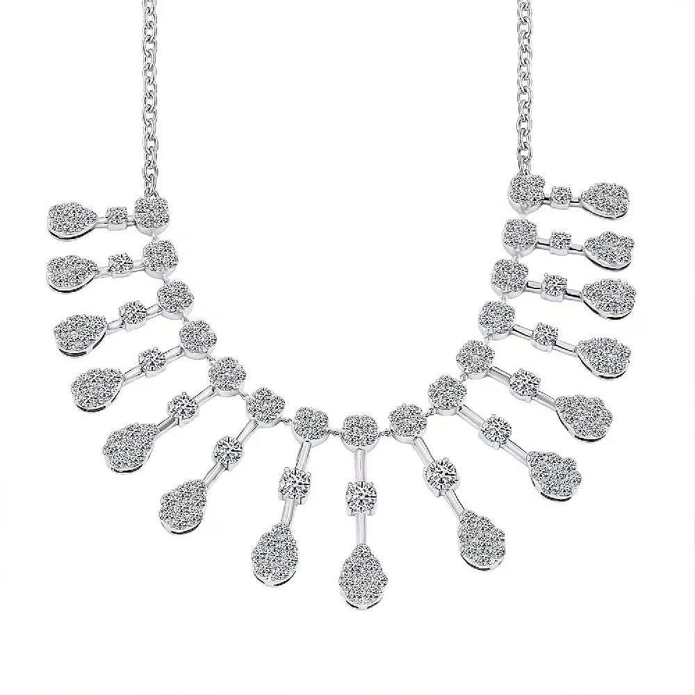 Luxuriant Lab Grown Diamond G SI Drizzle Necklace in Sterling Silver 8.56 ctw (18 Inches)