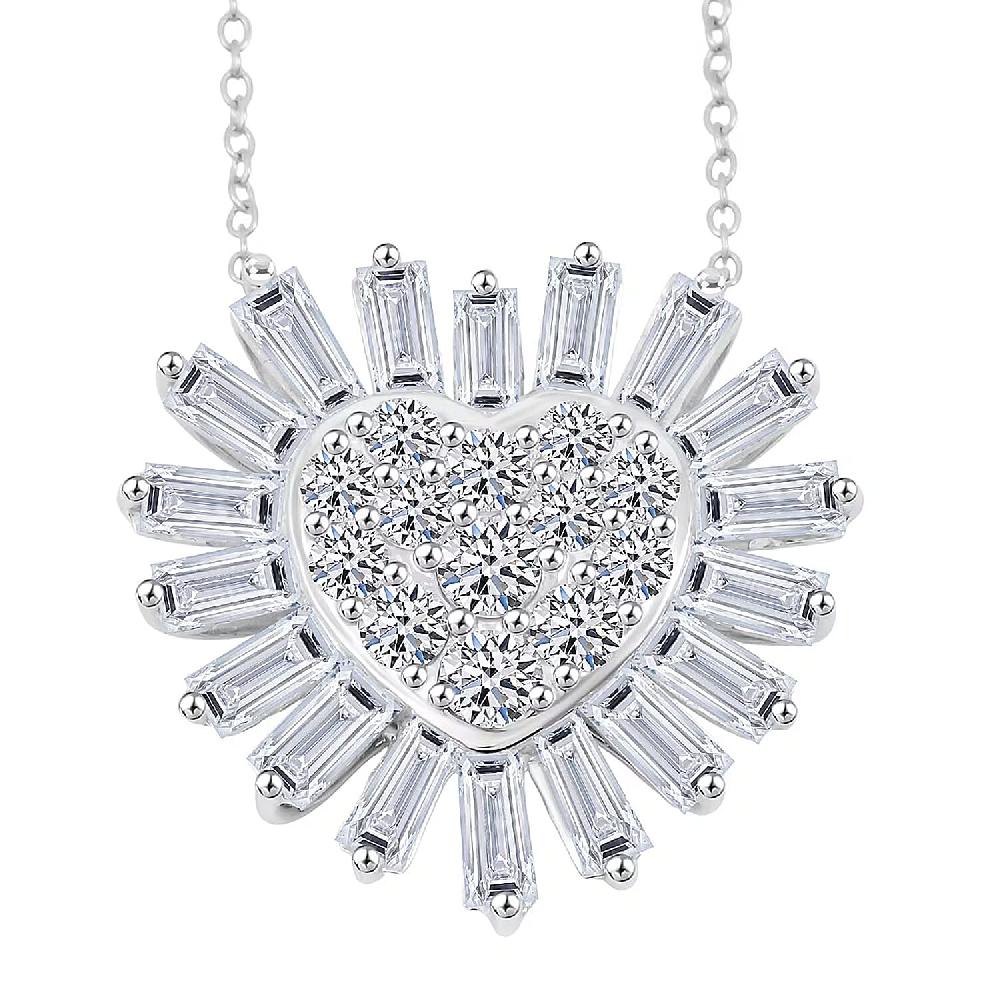 Luxuriant Lab Grown Diamond G SI Heart Necklace in Sterling Silver 3.22 ctw (18 Inches)