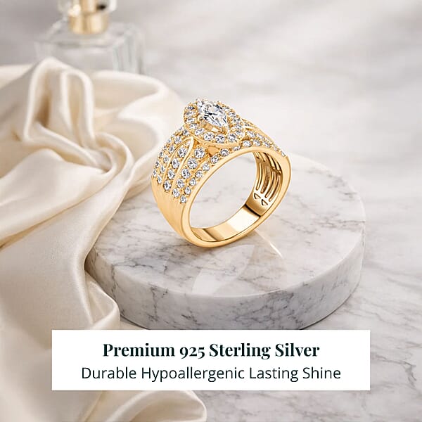 Luxuriant Lab Grown Diamond (G SI) Ring In 14K YG Over Sterling Silver 2.92 Ctw