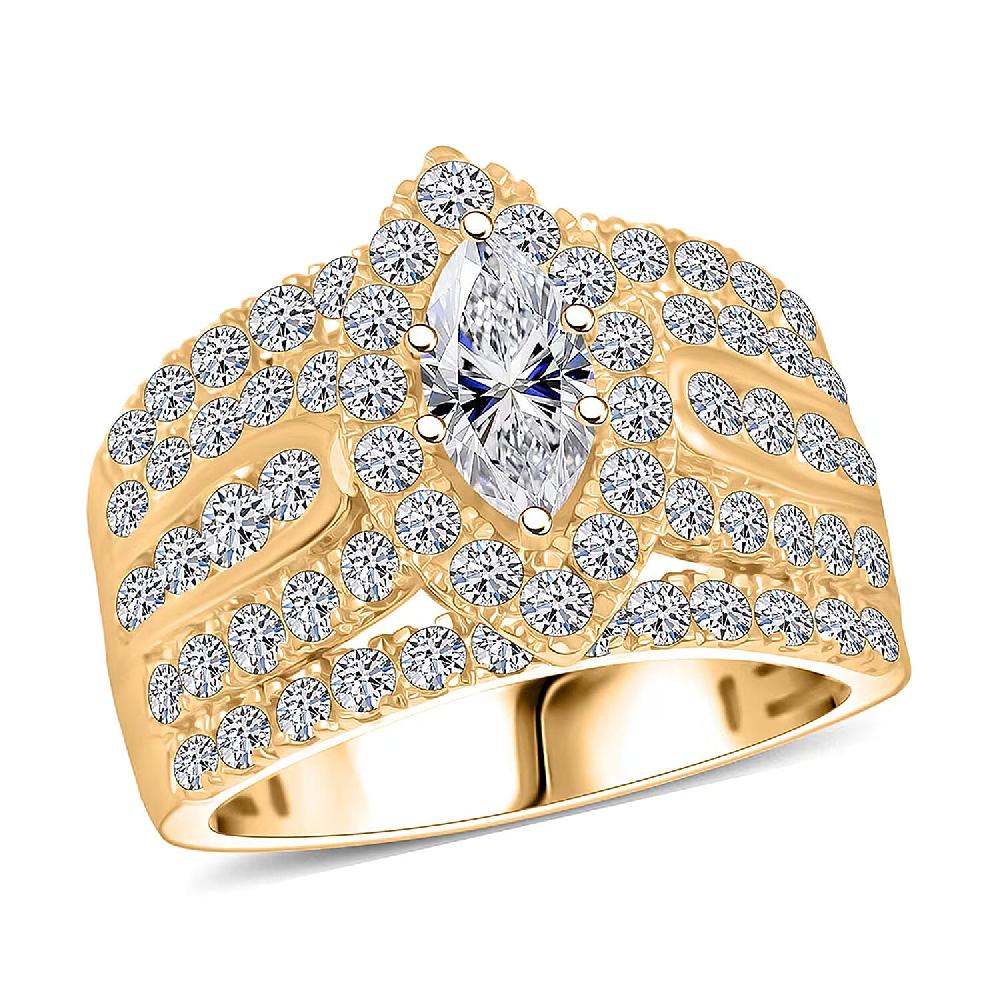 Luxuriant Lab Grown Diamond (G SI) Ring in 14K YG Over Sterling Silver 2.92 ctw