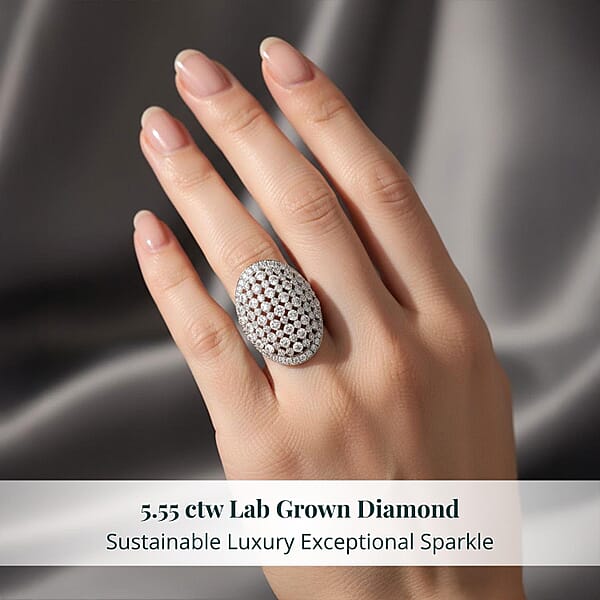 Luxuriant Lab Grown Diamond G SI1 5.55 Ctw Dome Ring In Sterling Silver