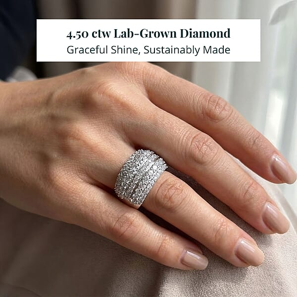 Luxuriant Lab Grown Diamond (G SI1) Ring In Sterling Silver 4.50 Ctw