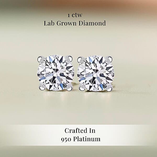 Luxuriant Lab Grown Diamond G VS 1.00 Ctw Stud Noble Light Earrings In 950 Platinum