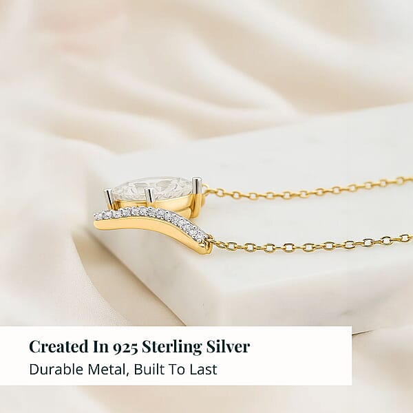 Luxuriant Lab Grown Diamond G VS 2.75 Ctw Pendant Necklace 18 Inches In 14K Yellow Gold Over Sterling Silver