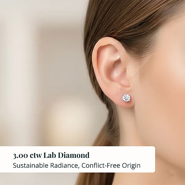 Luxuriant Lab Grown Diamond G VS 3.00 Ctw Earrings In 14K White Gold