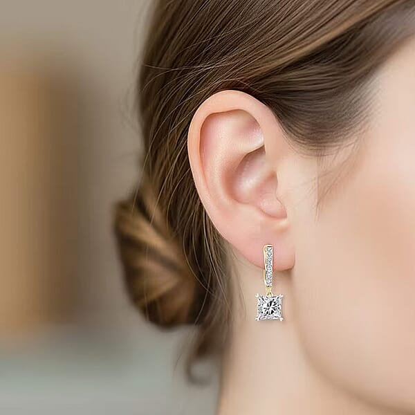 Luxuriant Lab Grown Diamond G VS 4.25 Ctw Earrings In 14K Yellow Gold Over Sterling Silver