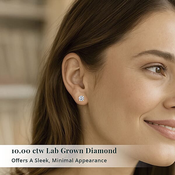 Luxuriant Lab Grown Diamond G VS2 10.00 Ctw Classic Solitaire Earrings In 14K Yellow Gold