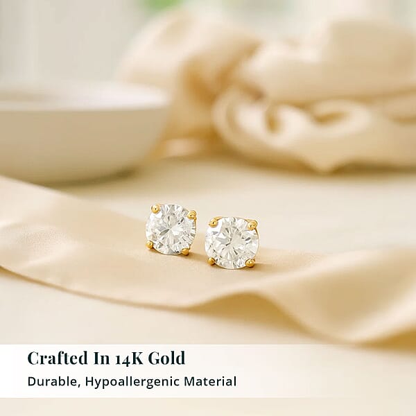 Luxuriant Lab Grown Diamond G VS2 10.00 Ctw Classic Solitaire Earrings In 14K Yellow Gold