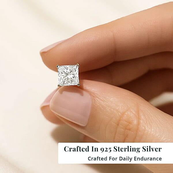 Luxuriant Lab Grown Diamond G VS2 10.00 Ctw Radiant Solitaire Earrings In 14K Yellow Gold