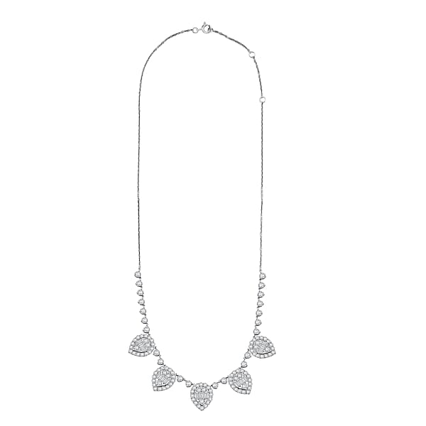 Luxuriant Lab Grown Diamond Heart Cascade Necklace In Sterling Silver 6.88 Ctw (18 Inches)