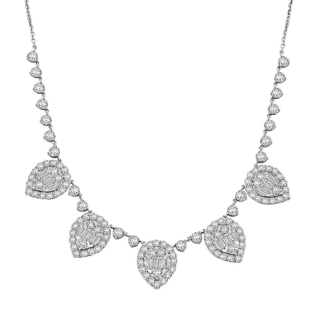 Luxuriant Lab Grown Diamond Heart Cascade Necklace in Sterling Silver 6.88 ctw (18 Inches)