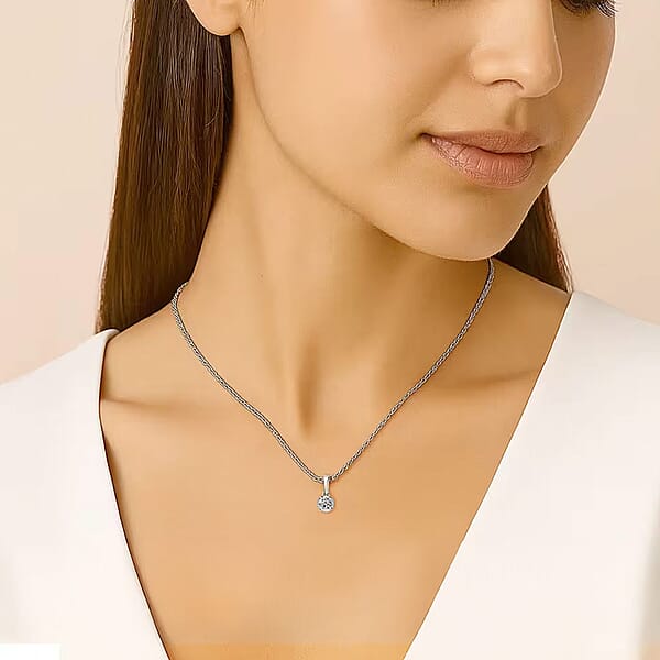 Luxuriant Lab Grown Diamond I2 0.20 Ctw Pendant Necklace In Rhodium Over Sterling Silver 20 Inches
