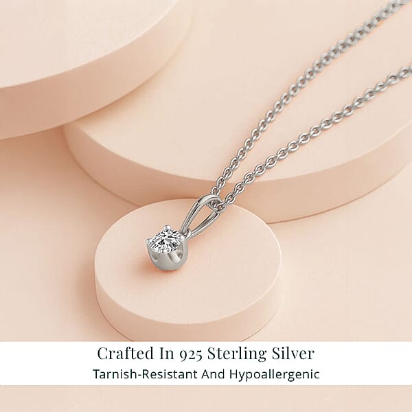 Luxuriant Lab Grown Diamond I2 0.20 Ctw Pendant Necklace In Rhodium Over Sterling Silver 20 Inches