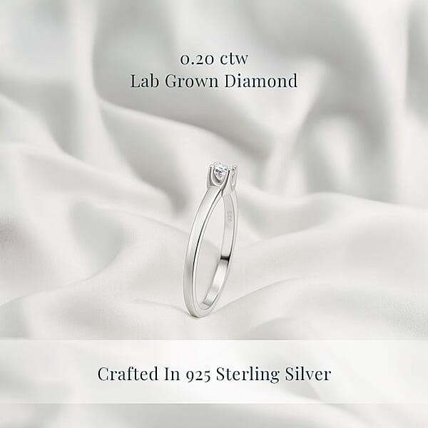 Luxuriant Lab Grown Diamond I2 0.20 Ctw Ring In Rhodium Over Sterling Silver