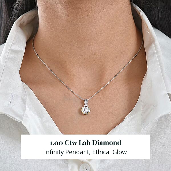 Luxuriant Lab Grown Diamond Infinity Pendant Necklace In Rhodium Over Sterling Silver 1.00 Ctw (20 Inches)