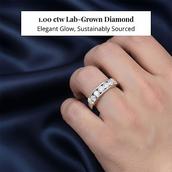 Luxuriant Lab Grown Diamond Men's Ring In 14K YG Over And Sterling Silver 1.00 Ctw