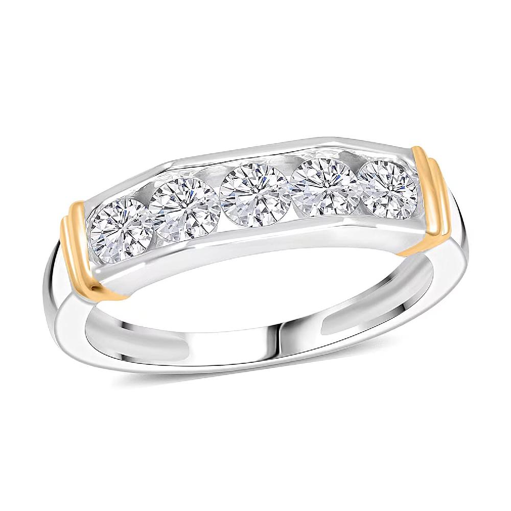 Luxuriant Lab Grown Diamond Men's Ring in 14K YG Over and Sterling Silver 1.00 ctw