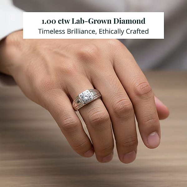 Luxuriant Lab Grown Diamond Men's Ring In 950 Palladium 1.00 Ctw