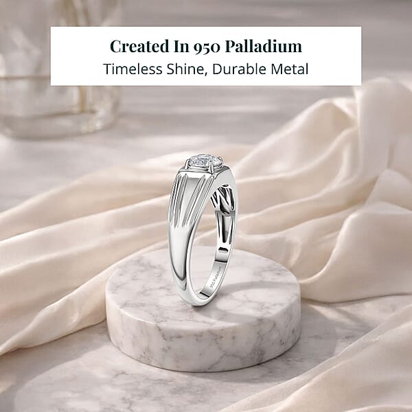 Luxuriant Lab Grown Diamond Men's Ring In 950 Palladium 1.00 Ctw
