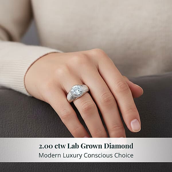 Luxuriant Lab Grown Diamond Men's Ring In Sterling Silver 2.00 Ctw