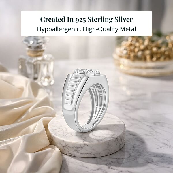 Luxuriant Lab Grown Diamond Men's Ring In Sterling Silver 0.50 Ctw