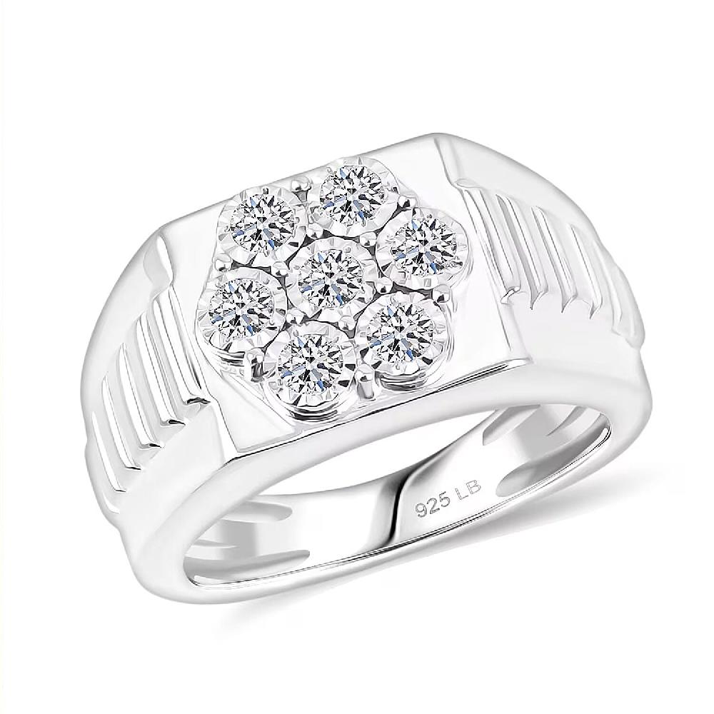 Luxuriant Lab Grown Diamond Men's Ring in Sterling Silver 0.50 ctw