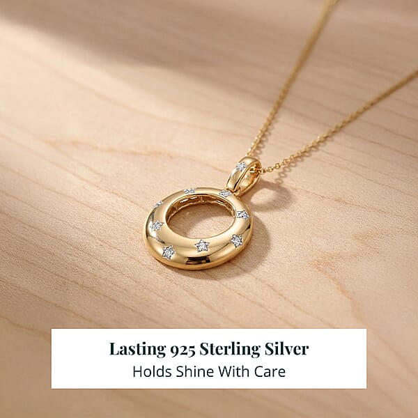 Luxuriant Lab Grown Diamond Pendant Necklace In 18K Vermeil YG Over Sterling Silver 0.15 Ctw (20 Inches)