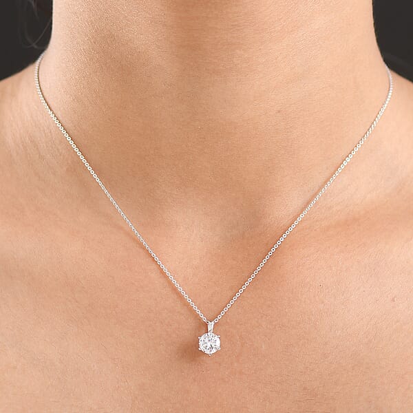 Luxuriant Lab Grown Diamond Pendant Necklace In Rhodium Over Sterling Silver 1.00 Ctw (20 Inches)