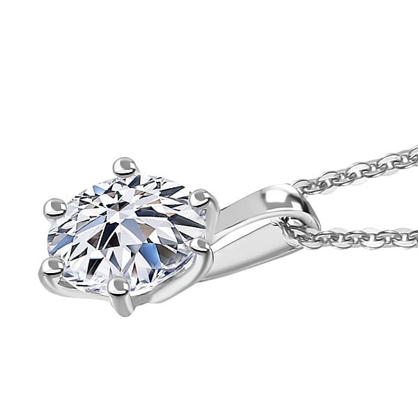Luxuriant Lab Grown Diamond Pendant Necklace In Rhodium Over Sterling Silver 1.00 Ctw (20 Inches)