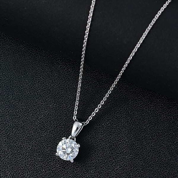 Luxuriant Lab Grown Diamond Pendant Necklace In Rhodium Over Sterling Silver 1.10 Ctw (E-F VS) (20 Inches)