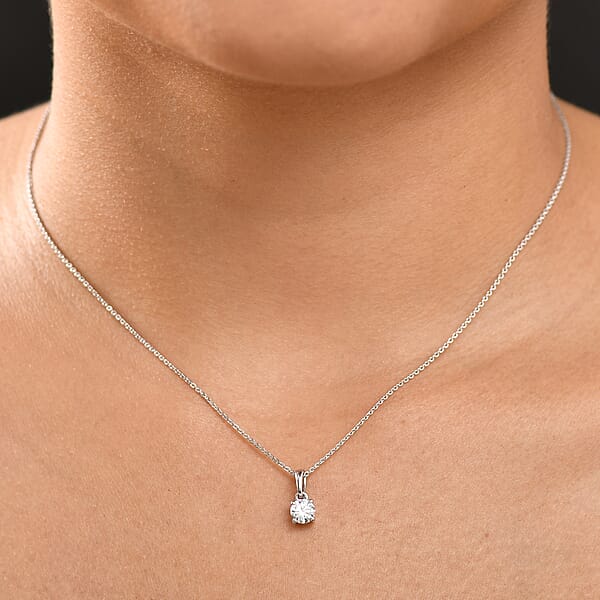 Luxuriant Lab Grown Diamond Pendant Necklace In Rhodium Over Sterling Silver 1.10 Ctw (E-F VS) (20 Inches)