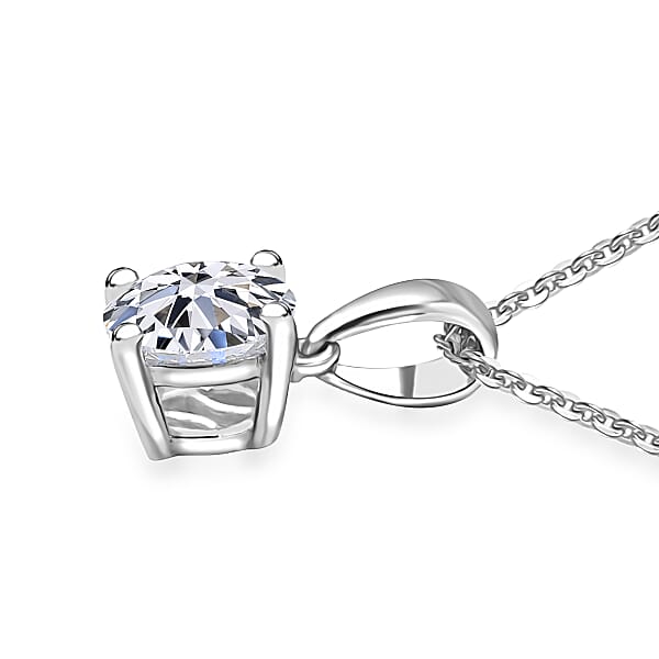 Luxuriant Lab Grown Diamond Pendant Necklace In Rhodium Over Sterling Silver 1.10 Ctw (E-F VS) (20 Inches)