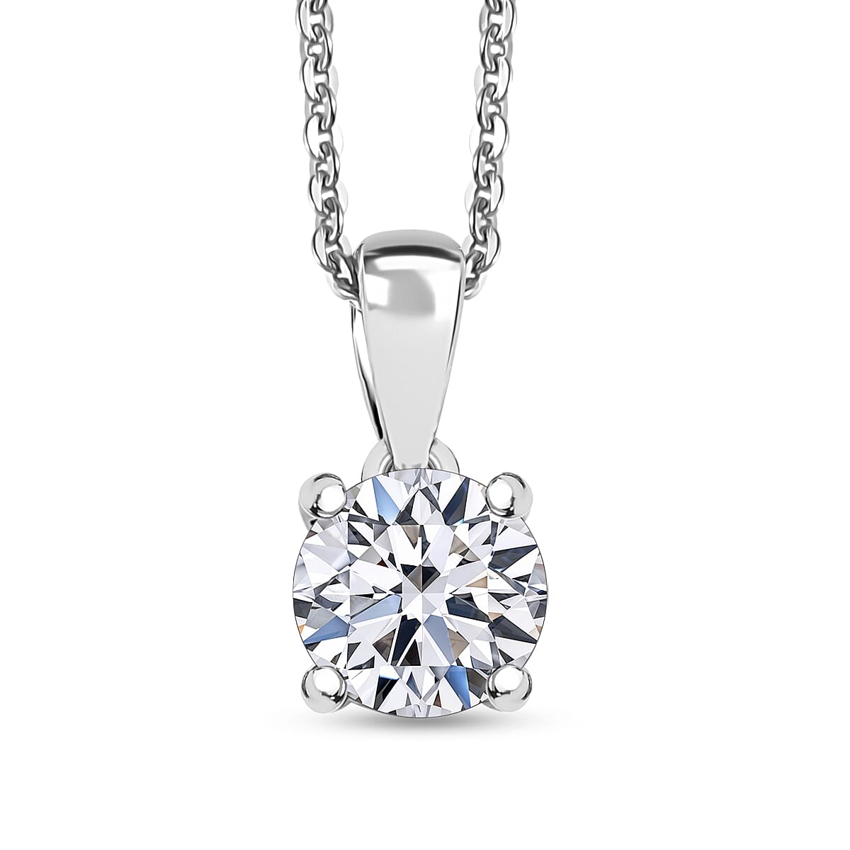 Luxuriant Lab Grown Diamond Pendant Necklace in Rhodium Over Sterling Silver 1.10 ctw (E-F VS) (20 Inches)