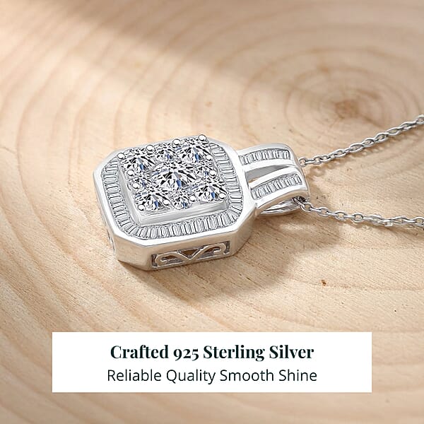 Luxuriant Lab Grown Diamond Pendant Necklace In Rhodium Over Sterling Silver 2.00 Ctw (20 Inches)