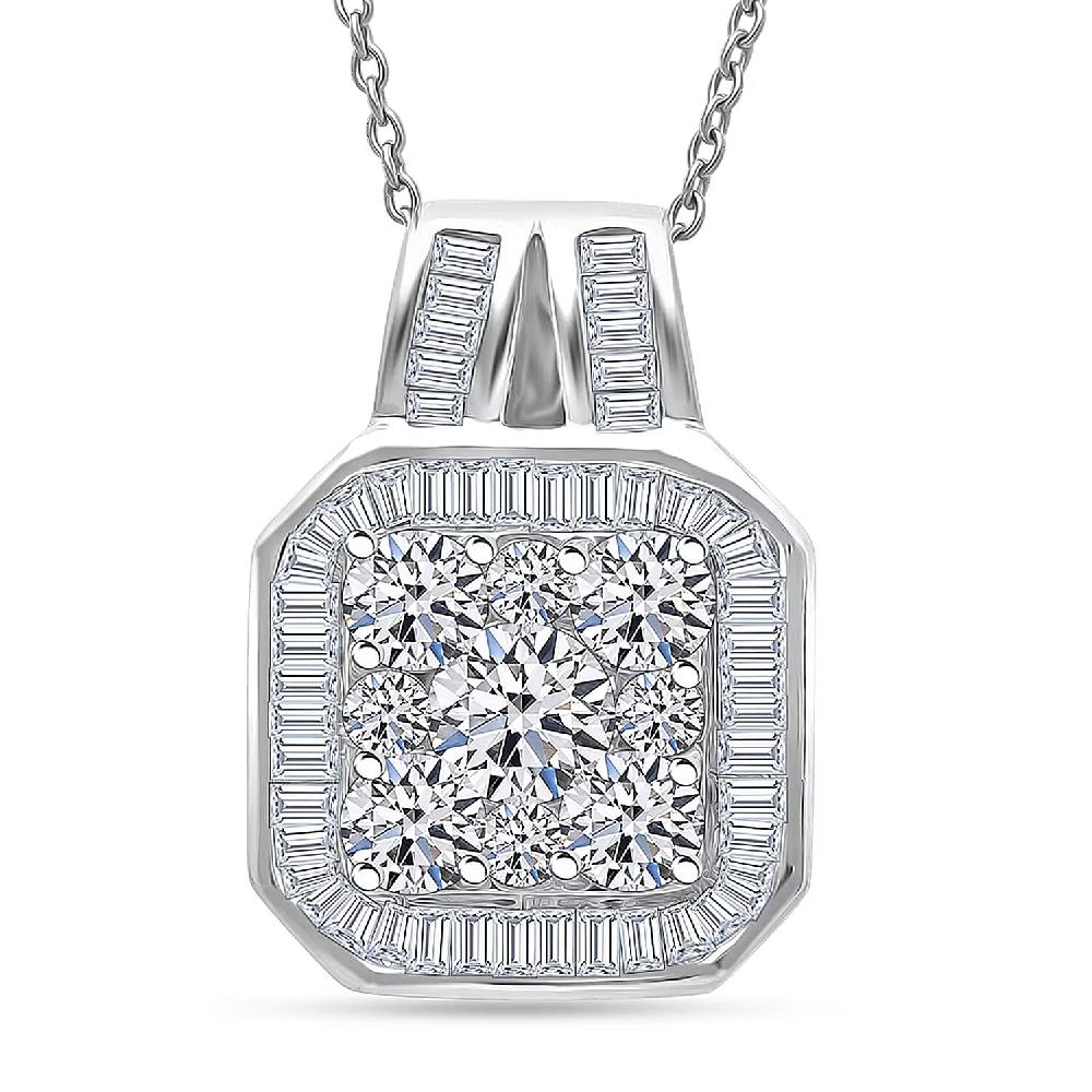 Luxuriant Lab Grown Diamond Pendant Necklace in Rhodium Over Sterling Silver 2.00 ctw (20 Inches)