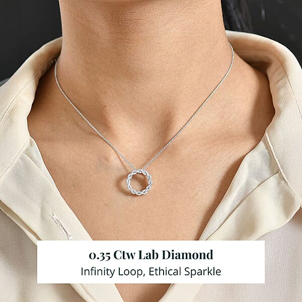Luxuriant Lab Grown Diamond Pendant Necklace In Rhodium Over Sterling Silver 0.35 Ctw (20 Inches)