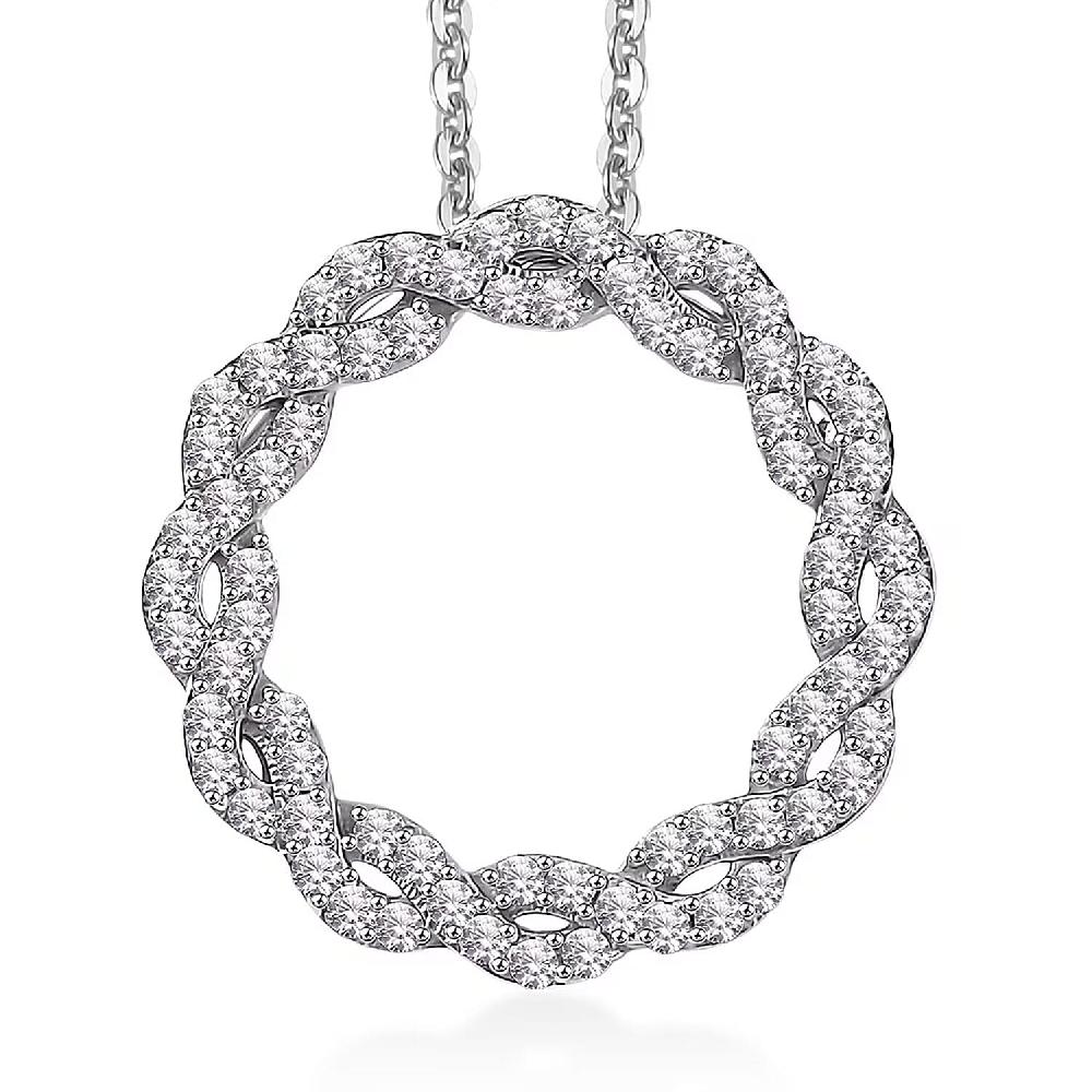 Luxuriant Lab Grown Diamond Pendant Necklace in Rhodium Over Sterling Silver 0.35 ctw (20 Inches)