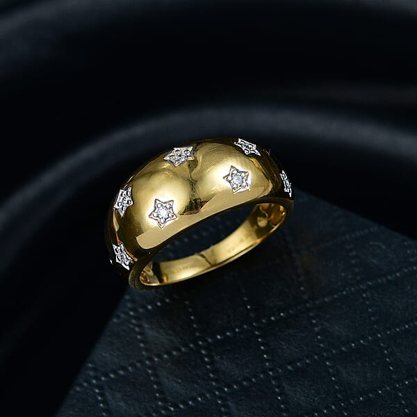 Luxuriant Lab Grown Diamond Ring In 14K Vermeil YG Over Sterling Silver 0.20 Ctw