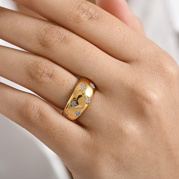 Luxuriant Lab Grown Diamond Ring In 14K Vermeil YG Over Sterling Silver 0.20 Ctw
