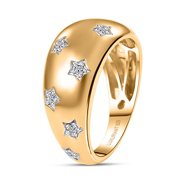 Luxuriant Lab Grown Diamond Ring In 14K Vermeil YG Over Sterling Silver 0.20 Ctw